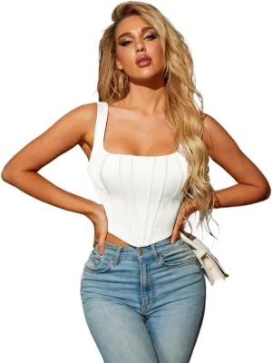Womens Sleeveless Camisole Tank Tops Blouse Asymmetrical Zipper Scoopneck Solid Back ANK Top