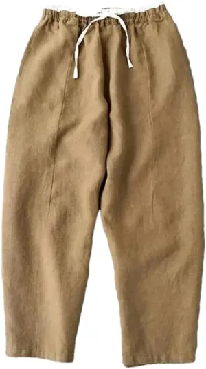 Women's Solid Color Nine-Point Harem Pants Casual Drawstring Cotton and Linen Harem Pants