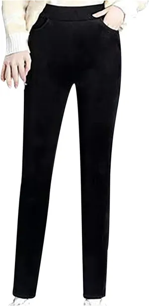 Women's Stretchy Wide Leg Palazzo Winter Flowy Yoga Slacks with Pockets Flare Leggings High Waisted
