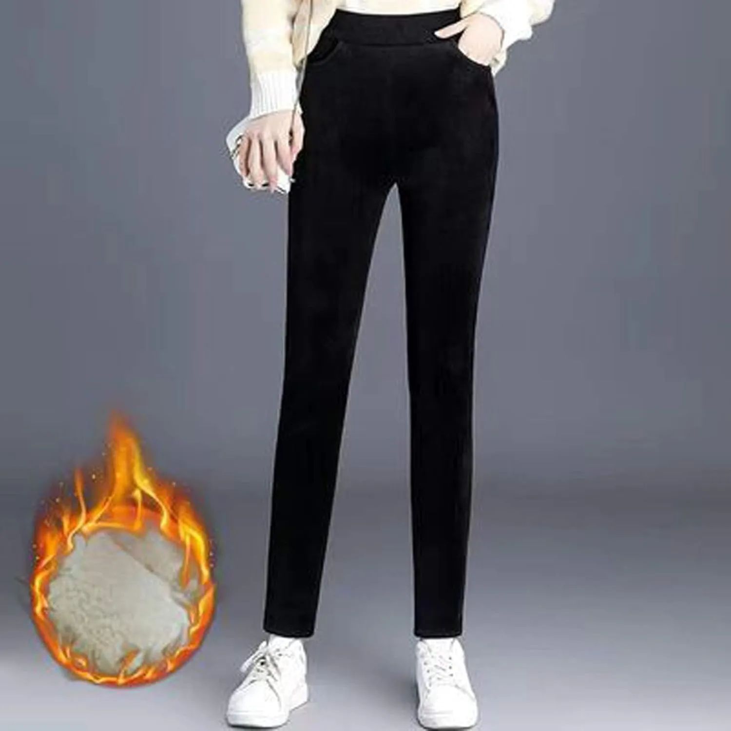 Women's Stretchy Wide Leg Palazzo Winter Flowy Yoga Slacks with Pockets Flare Leggings High Waisted