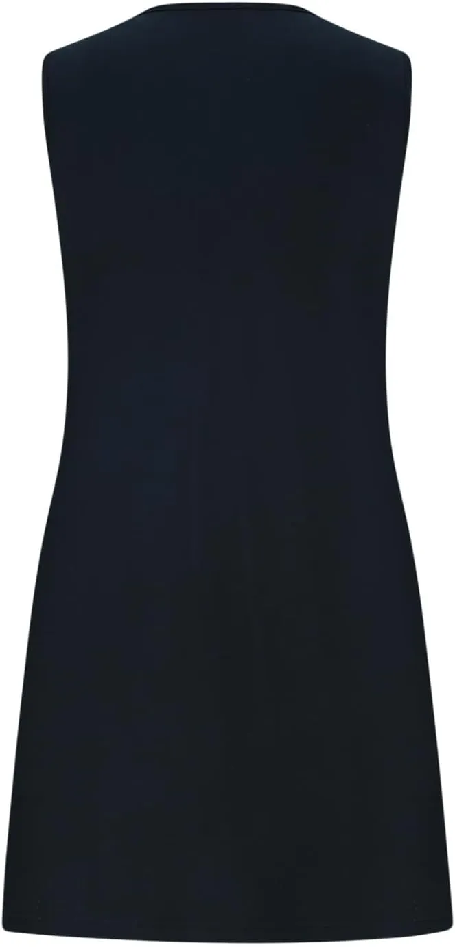 Women's Summer Sleeveless Mini Dress Casual Bow Crewneck Loose Fit A Line Tank Dresses Beach Sundress with Pockets