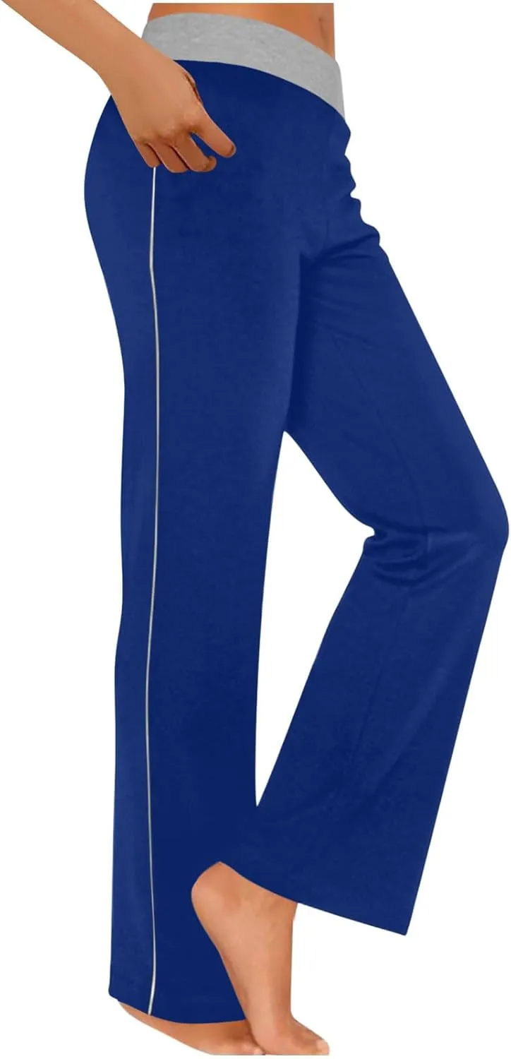 Women's Sweatpant Yoga Leggings Side Striped High Waist Stretch Comfy Jogger Gym Sport Workout Pants Trousers Slacks