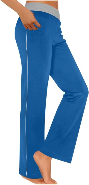 Women's Sweatpant Yoga Leggings Side Striped High Waist Stretch Comfy Jogger Gym Sport Workout Pants Trousers Slacks