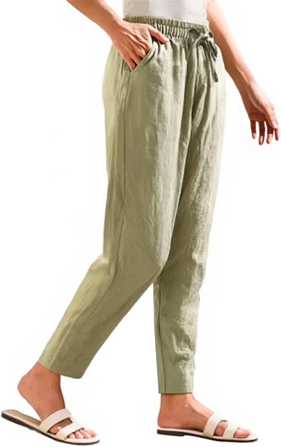 Womens Sweatpants, Peasant Pants Linen Straight Leg Casual Drawstring Cotton Plus Size