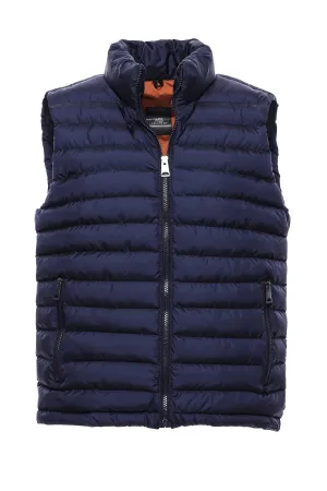 WSS Quilted Zippered Navy Blue Men Down Vest  - Singen