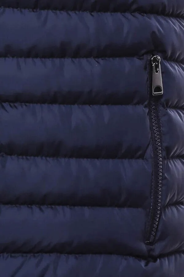 WSS Quilted Zippered Navy Blue Men Down Vest  - Singen