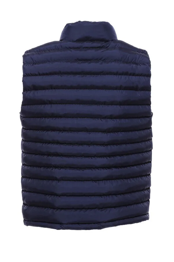 WSS Quilted Zippered Navy Blue Men Down Vest  - Singen