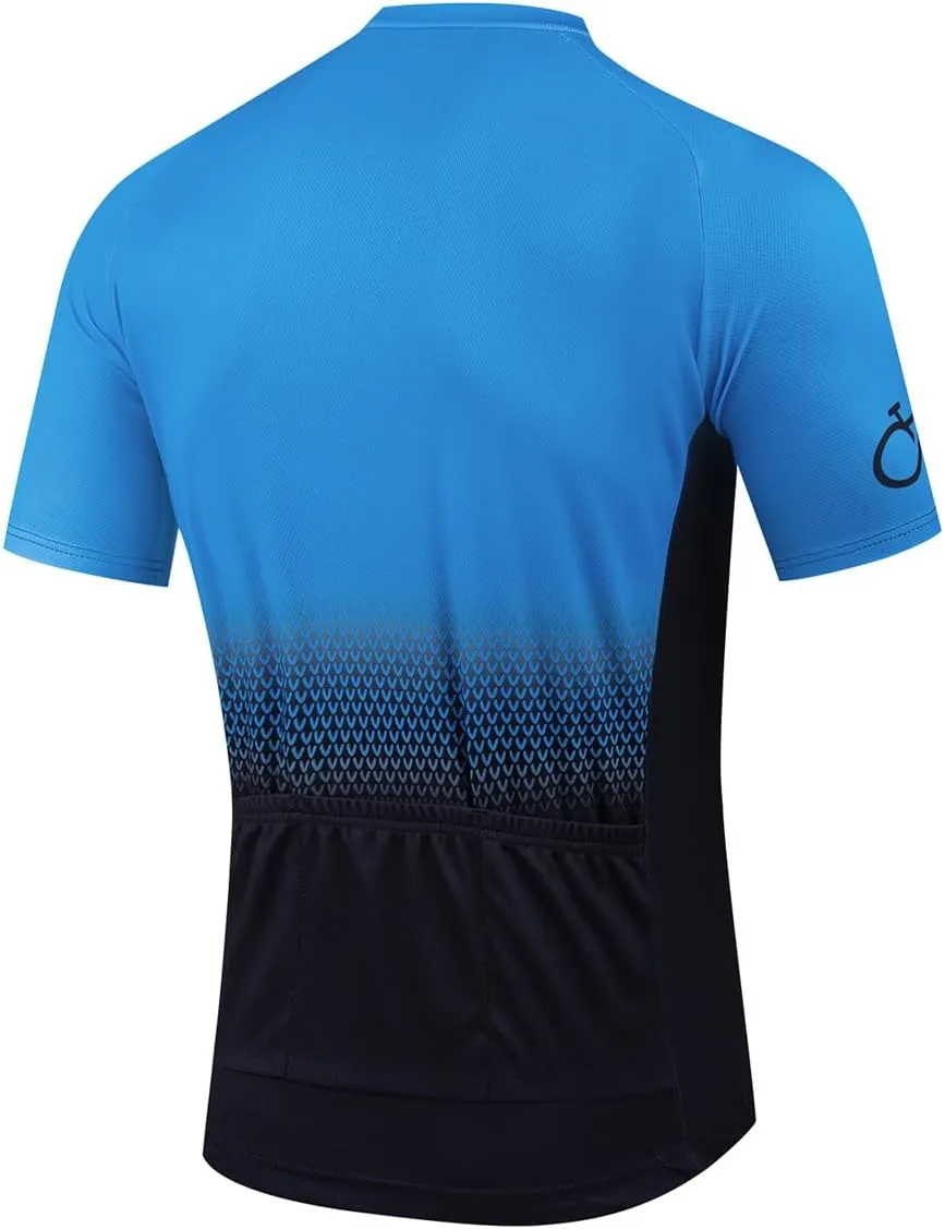 YIBIMOTTO Mens Full Zip Cycling Jersey 3 Rear Pockets Moisture Wicking Short Sleeve Quick Dry Biking Shirts