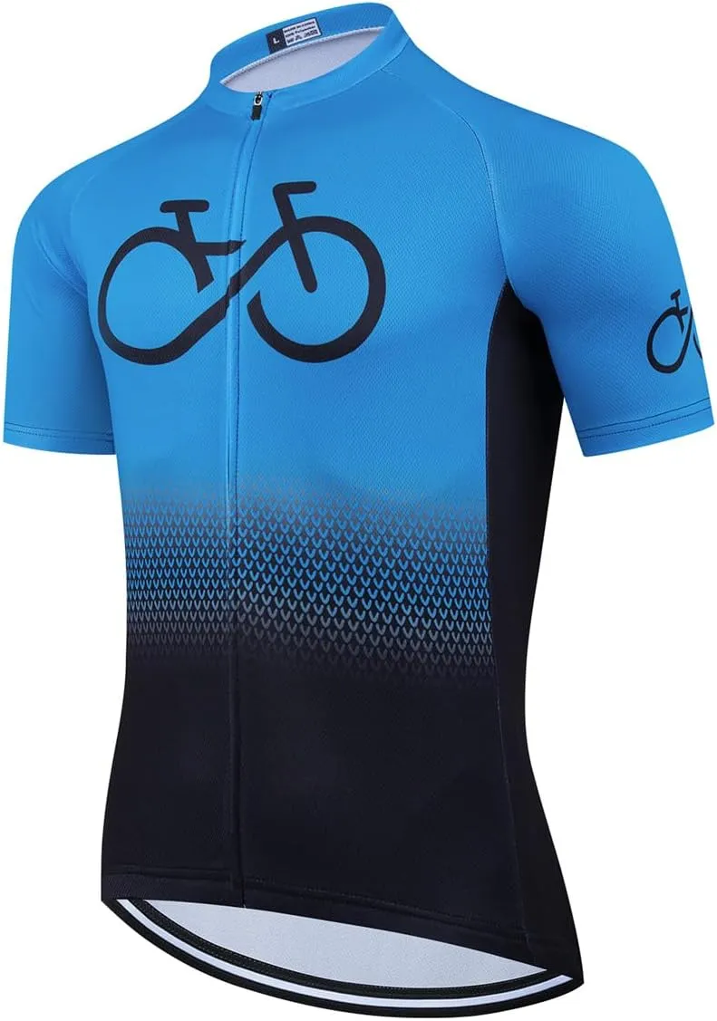 YIBIMOTTO Mens Full Zip Cycling Jersey 3 Rear Pockets Moisture Wicking Short Sleeve Quick Dry Biking Shirts