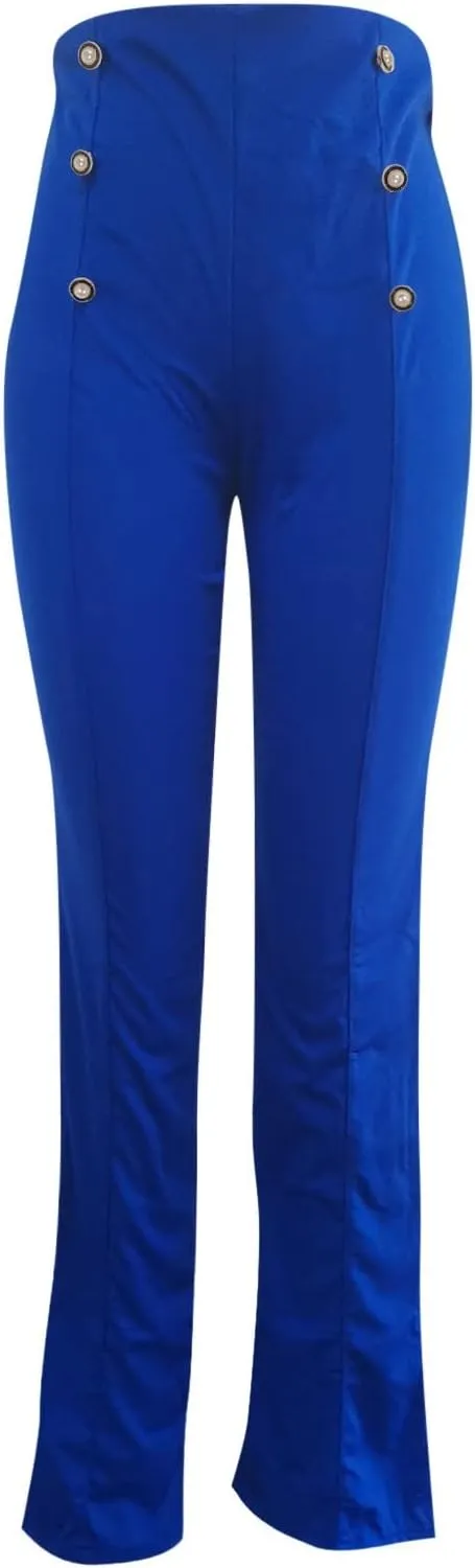 YOLAI Women Casual Wide Leg Pant High Waist Button Down Trousers Solid Color Business Work Trousers