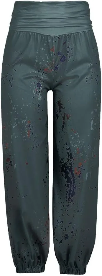 YOLAI Women Tie-dye Printed Trousers Palazzo Yoga High Elastic Waist Pants Band Loose Casual Pants