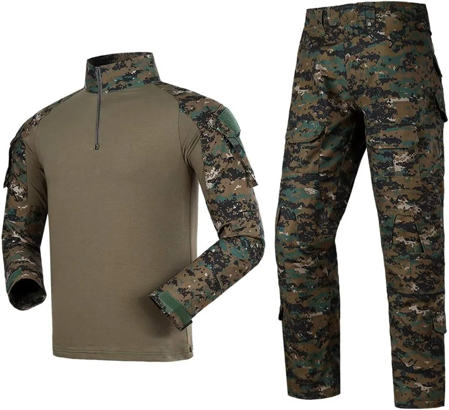 YUSHOW Mens Tactical Military Uniform Set Camouflage Tactical Shirt Pants Gear Suit