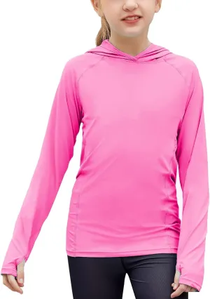Zaclotre Kids UPF50  Sun Shirt Girls Quick Dry Sun Protection Clothing Athletic Hoodie with Thumbholes