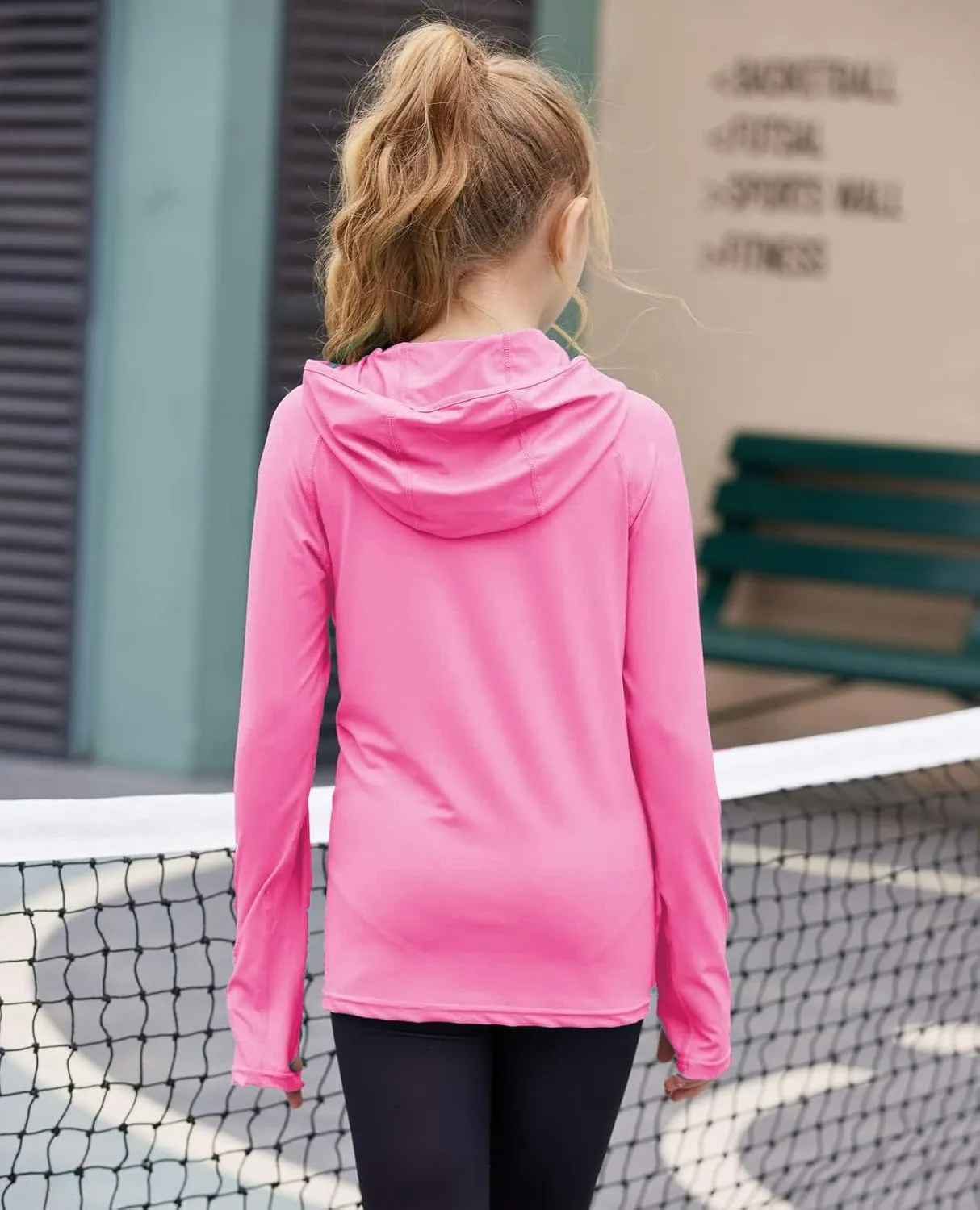 Zaclotre Kids UPF50  Sun Shirt Girls Quick Dry Sun Protection Clothing Athletic Hoodie with Thumbholes