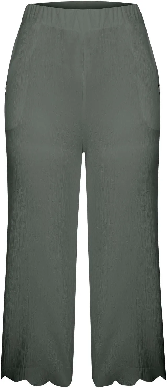 ZDRZK High Waisted Linen Pants for Women Summer 2023 Casual Wide Leg Pants with Pockets Loose Comfy Cropped Lounge Trousers